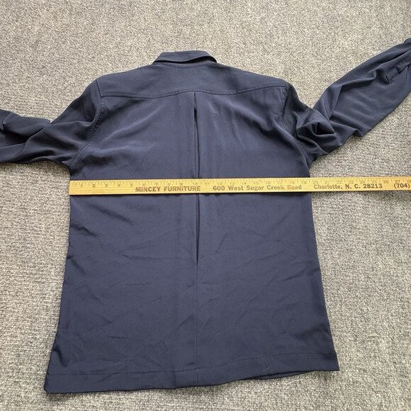 VTG 80s Liz Claiborne Blouse 6 Navy Gold Buttons Military Tailored Structured - Picture 13 of 15